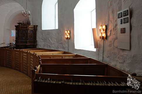 Die Kanzel in der Rundkirche in Østerlars, Bornholm
