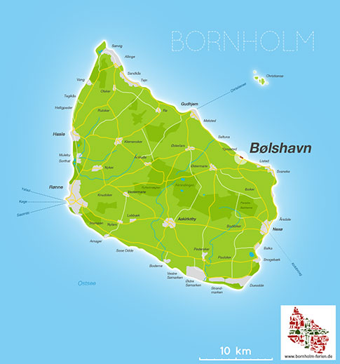 Karte Bolshavn, Insel Bornholm, Daenemark