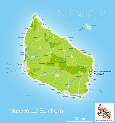 Karte Eisenbahnmuseum Nexø, Insel Bornholm, Dänemark
