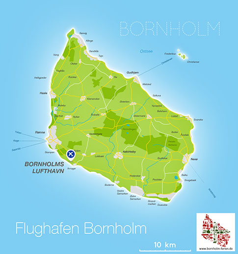 Übersichts-Karte vom Flughafen Bornholm (Bornholms Lufthavn), Dänemark