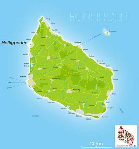 Karte von Helligpeder, Insel Bornholm, Dänemark