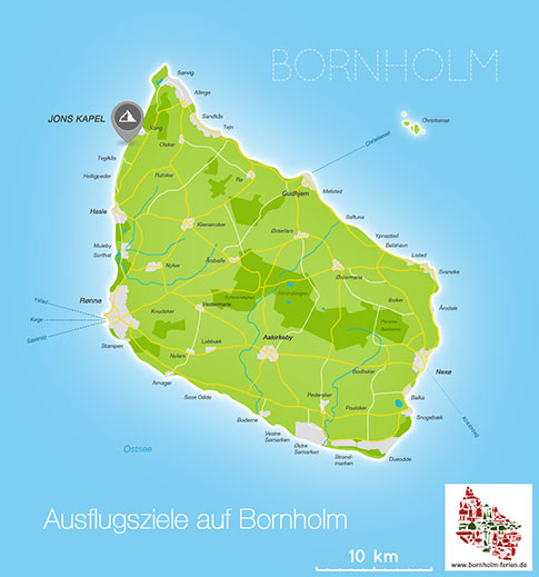 Karte von Jons Kapel, Insel Bornholm, Dänemark