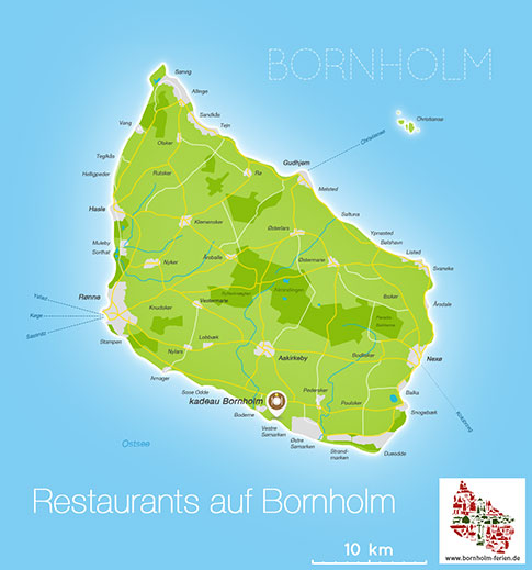 Karte des kadeau Bornholm, Dänemark