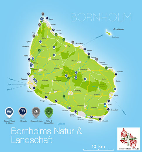 Karte Landschaft Insel Bornholm, Daenemark