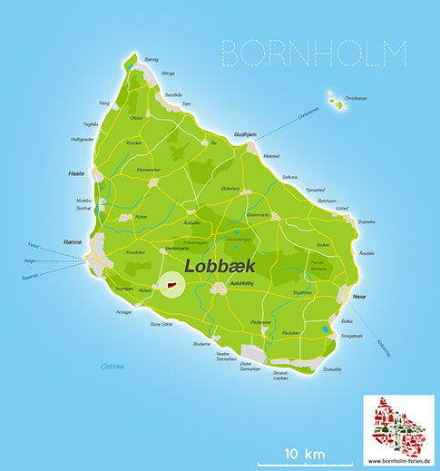 Karte von Lobbæk, Insel Bornholm, Dänemark