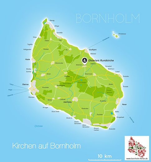 Karte der Osterlars Rundkirche, Insel Bornholm, Daenemark