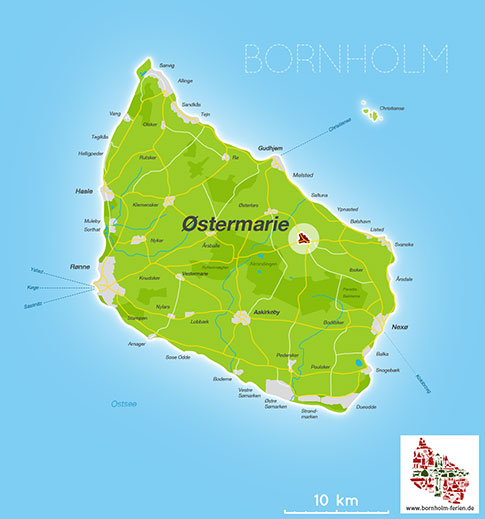 Karte von Oestermarie, Insel Bornholm, Daenemark