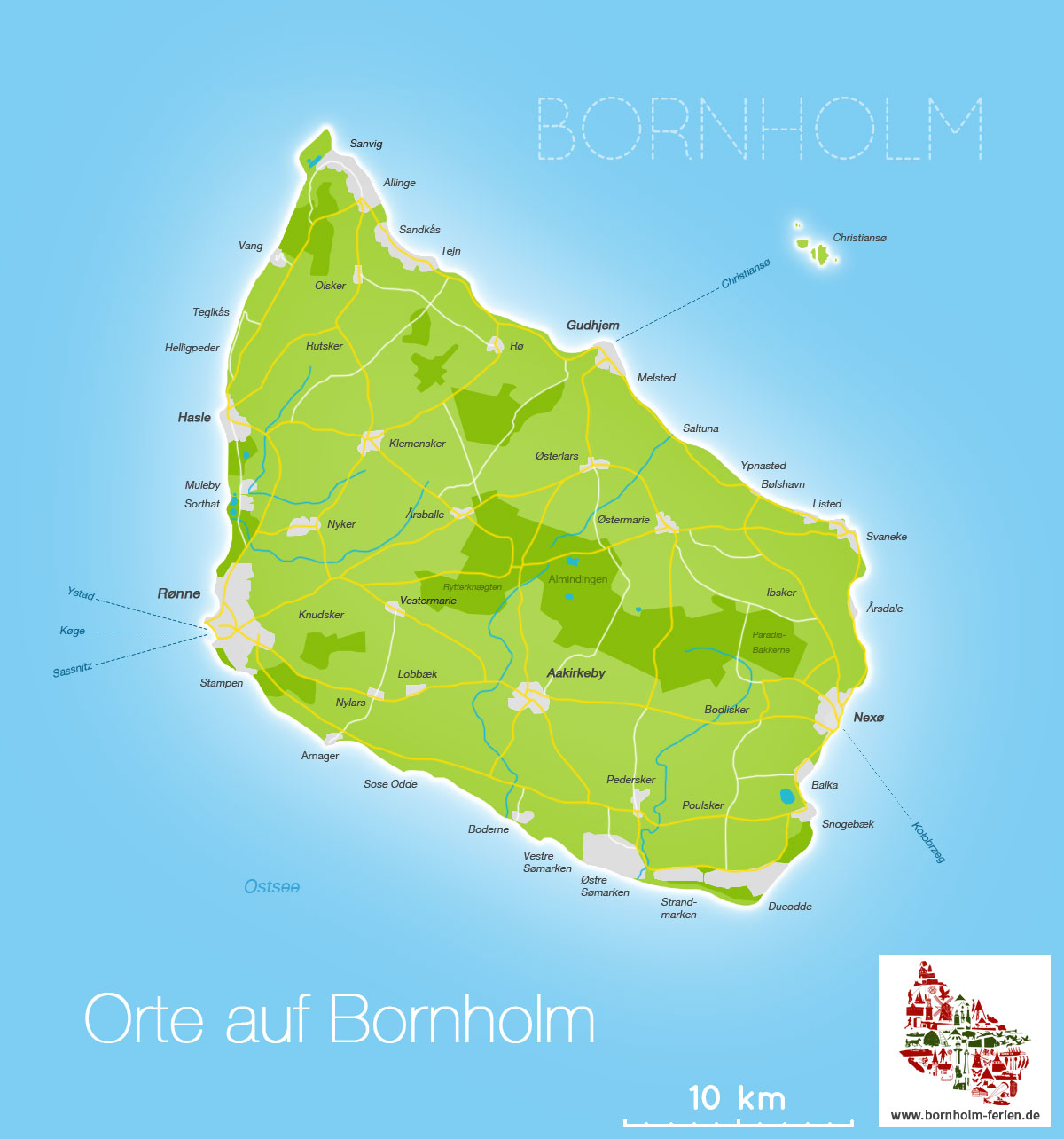 Übersichts-Karte Insel Bornholm