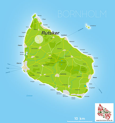 Karte, Rutsker, Insel Bornholm, Daenemark