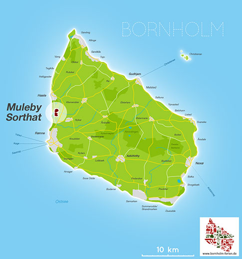 Karte, Sorthat-Muleby, Insel Bornholm, Daenemark