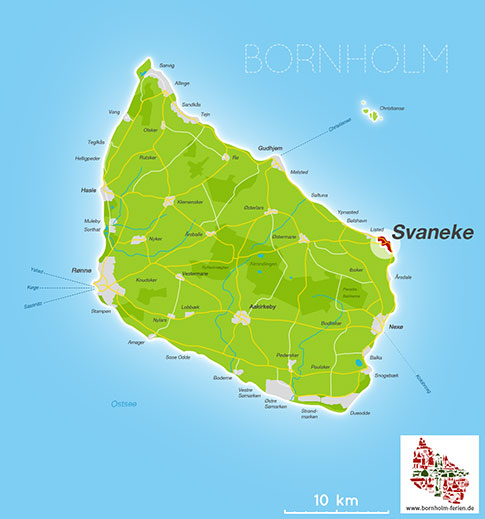 Karte, Svaneke, Insel Bornholm, Daenemark