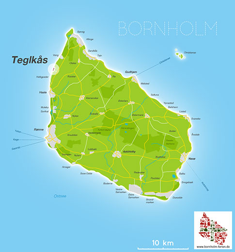 Karte von Teglkås, Bornholm, Dänemark