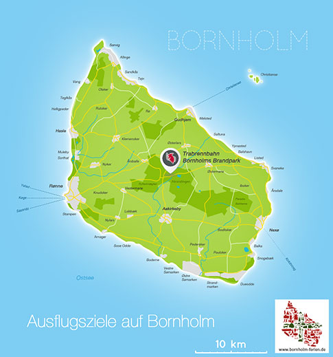 Karte Trabrennbahn Bornholms Brandpark, Insel Bornholm, Dänemark