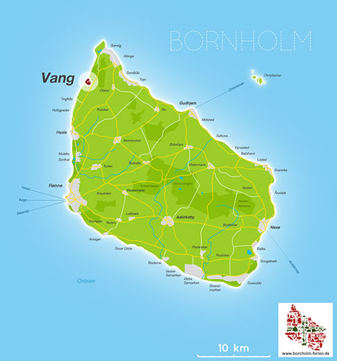 Karte von Vang, Bornholm, Dänemark