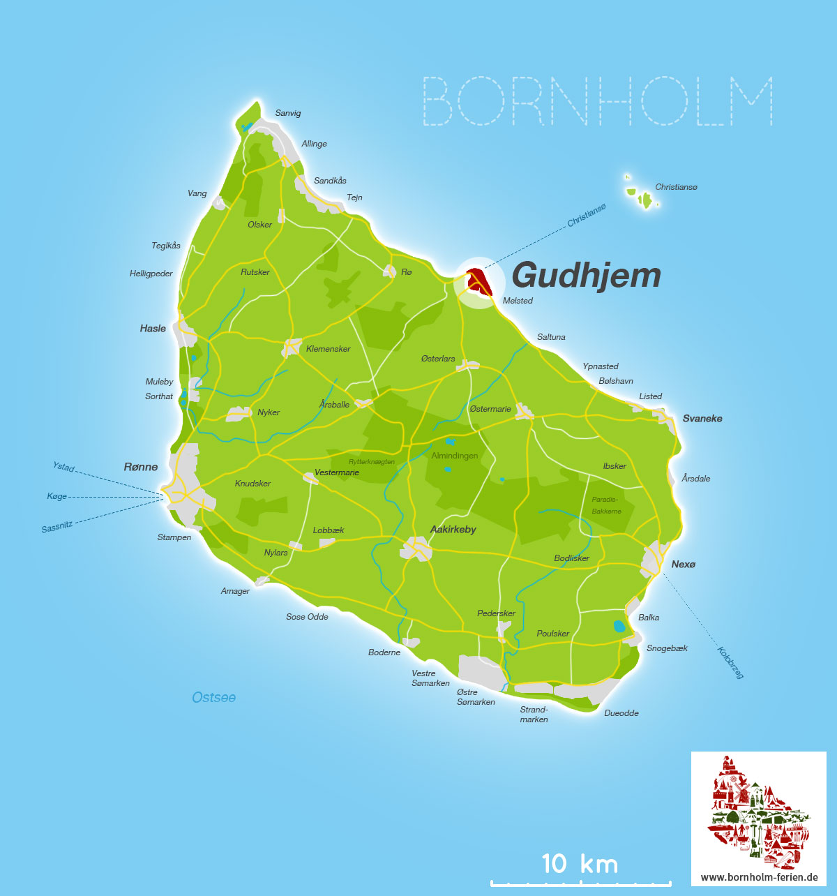 Карта Дании остров Бронхольм